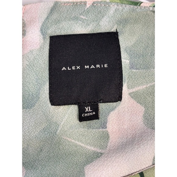 Alex Marie Tropical Banana Leaf Print Sleeveless Blouse Top Size XL Summer - Picture 4 of 8